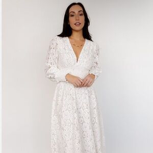 Baltic Born White Lace Long Sleeve Dress
